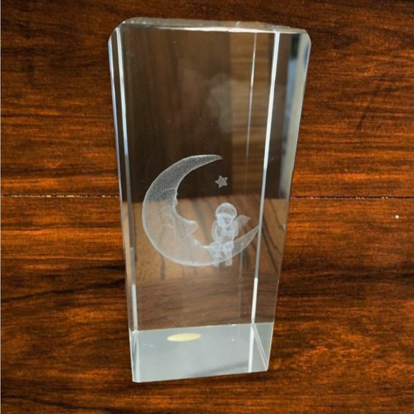 Crystal Angel on the Moon and Star Figurine Cube New - Picture 5 of 13